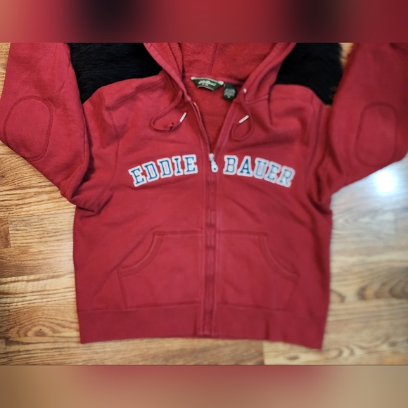 Eddie Bauer Vintage Burgundy Zip-up Hoodie Size M - Picture 3 of 10